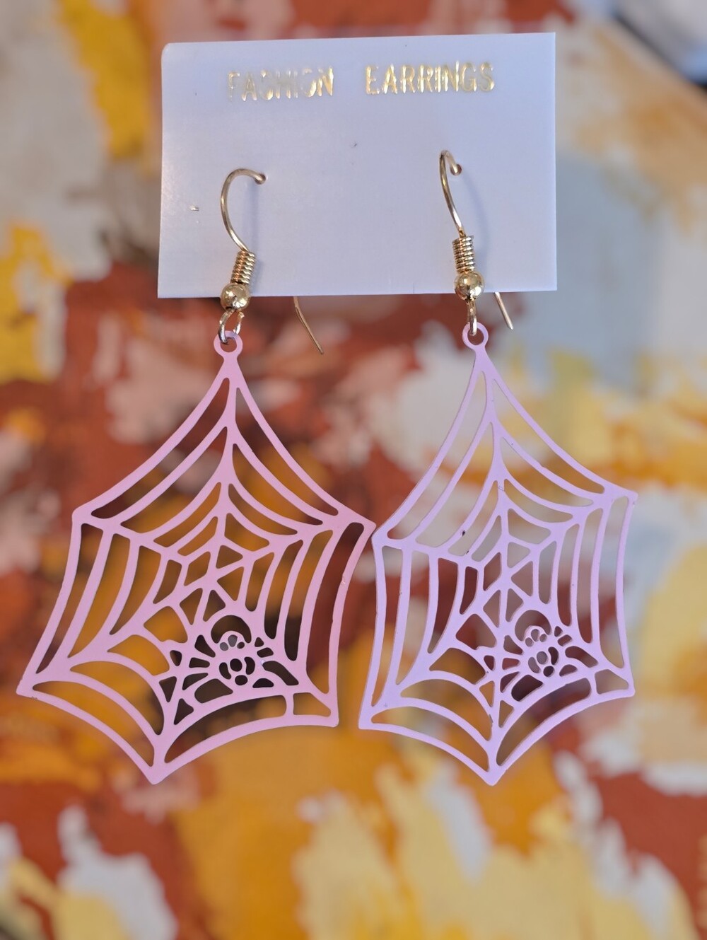 Vintage | Pink Spiderweb Drop Earrings